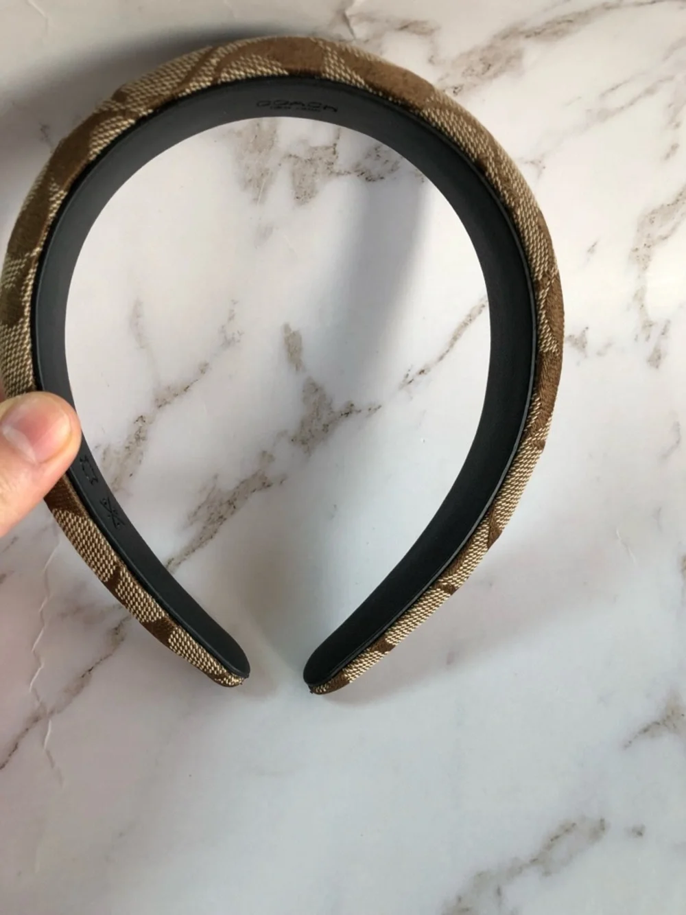 Coach Brown Signature Jacquard Padded Headband - Picture 5 of 10